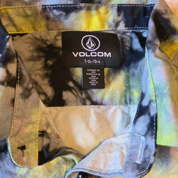 VOLCOM Stone boys size 7 tie dye button down shirt - Picture 2 of 6